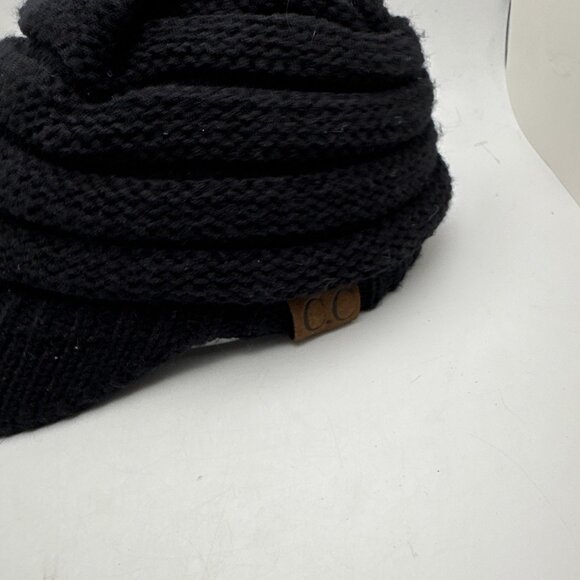 C.C. Exclusive Soft Knit Newsboy Hat Black Stretchy Beanie Mod Retro Winter - Picture 2 of 4